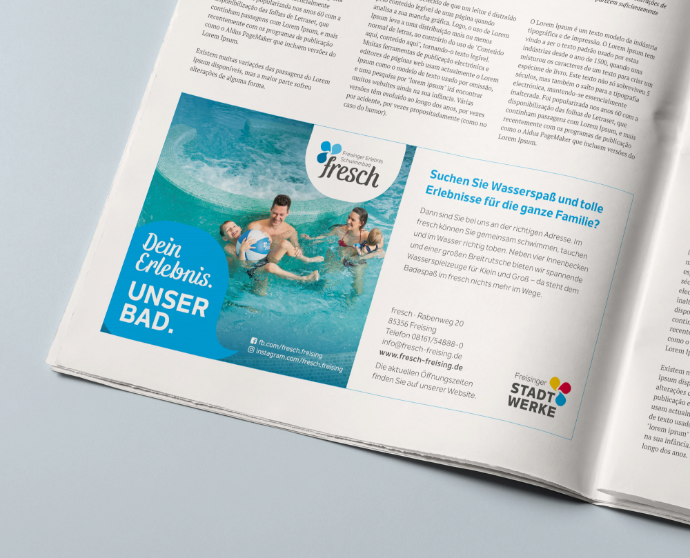 Referenz: Anzeige & Printwerbung für das Freisinger Erlebnis Schwimmbad