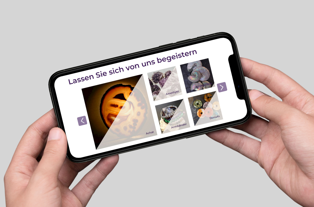 Mobiles Webdesign auf dem Smartphone: Maisch Mineralien Import Responsive Website