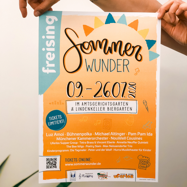 Printdesign des Plakats für das Freisinger Sommerwunder Festival