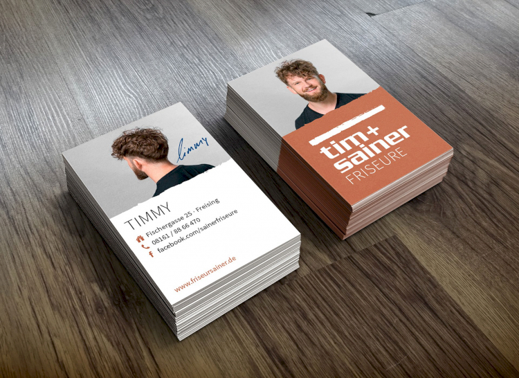 Visitenkarten Design für den typneun Kunden Tim + Sainer Friseure