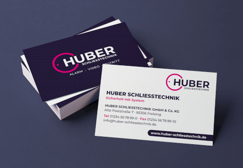 Printprodukte & Geschäftsausstattung: Visitenkartendesign mit Logo von Huber Schließtechnik