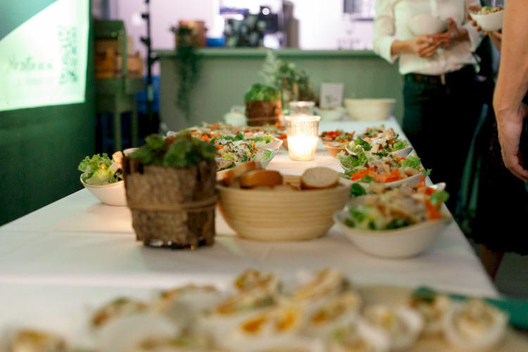 Fotografie der Vorspeisen und Salate auf der Jubiläumsfeier von typneun